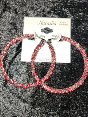 Natasha Couture ✨️Sparkling Red❤️ Hoop Earrings/ NWT
